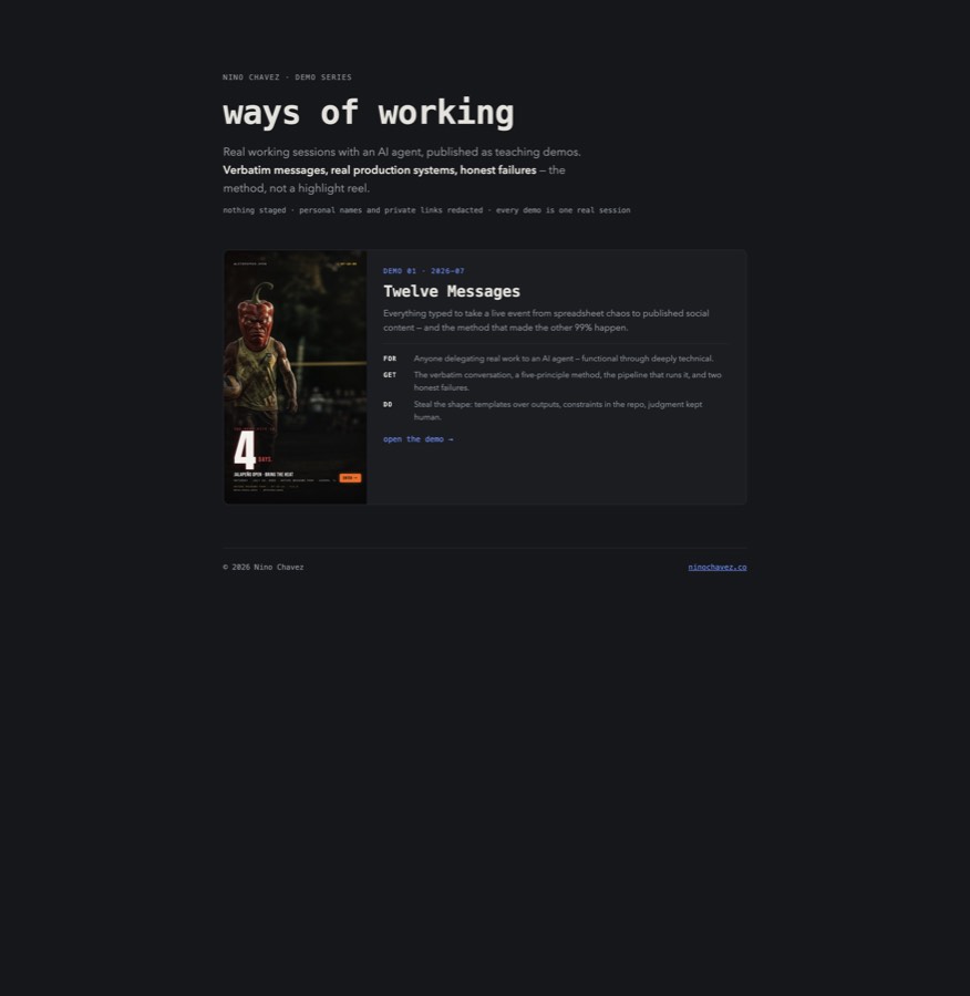 The demo series index, screenshotted by browse-tool itself